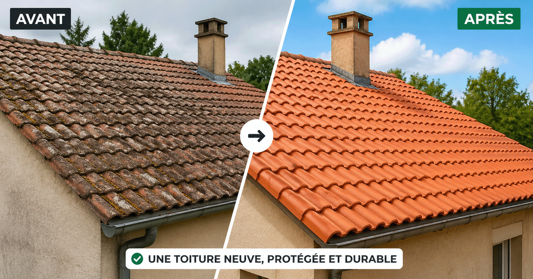 Toiture avant et après rénovation